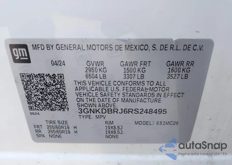 2024 Chevrolet Blazer Ev Eawd 2Lt from USA, damaged, VIN 3GNKDBRJ6RS248495